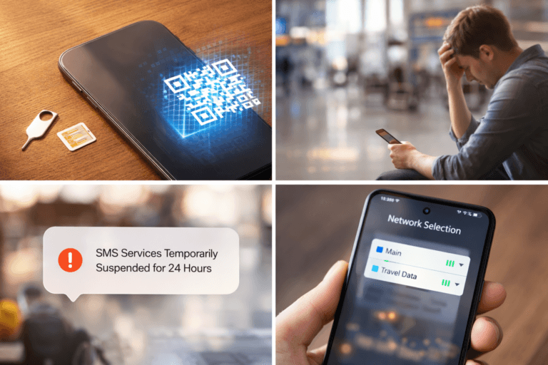 eSIM versus physical SIM card on a smartphone