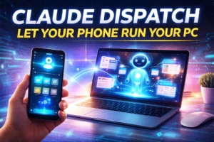 Claude Dispatch AI controlling a PC from a smartphone using autonomous agents