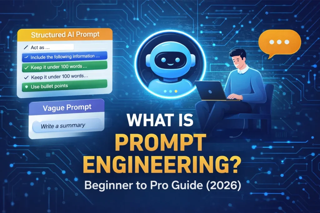 What is prompt engineering concept illustration showing structured AI prompts vs vague prompts