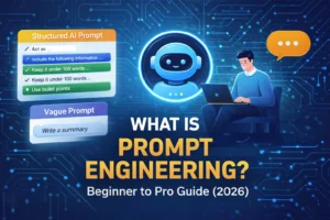What is prompt engineering concept illustration showing structured AI prompts vs vague prompts